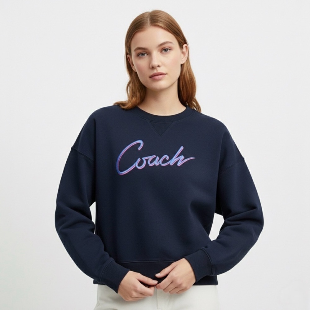 NWOT Coach Basic Blue Women’s Trendy Crewneck Size XXL PTP 30 Oversized Casual